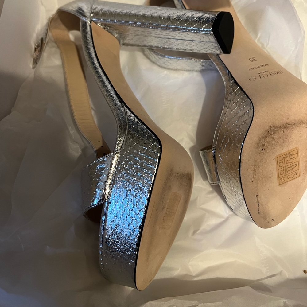 Jimmy choo silver metallic sandal 120mm. Play form. New